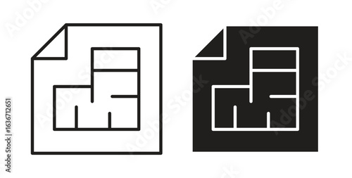 Architecture plan icon symbol, sign, logo or emblems. silhouette. EPS 10.