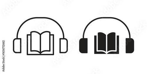 Audio book icon symbol, sign, logo or emblems. silhouette. EPS 10.