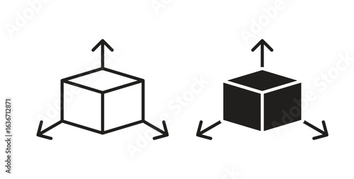 3D modeling icon symbol, sign, logo or emblems. silhouette. EPS 10.