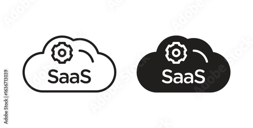 SaaS icon symbol, sign, logo or emblems. silhouette. EPS 10.