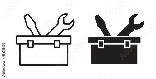 Toolbox icon symbol, sign, logo or emblems. silhouette. EPS 10.