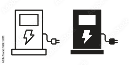 Charging station icon symbol, sign, logo or emblems. silhouette. EPS 10.