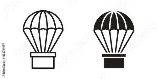 Parachute icon symbol, sign, logo or emblems. silhouette. EPS 10.