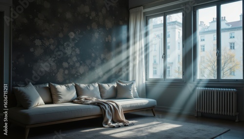 Wallpaper Mural Elegant white couch, a perfect centerpiece for modern living room decor comfortable Torontodigital.ca