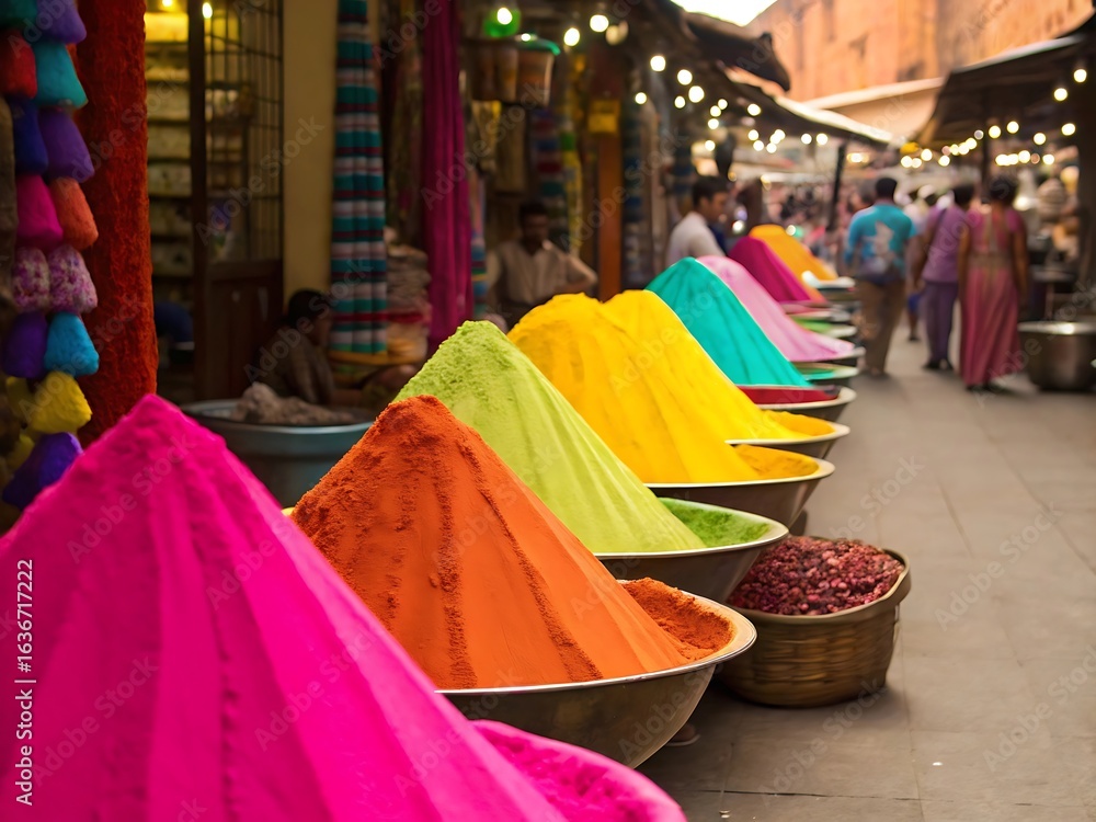 A vibrant spice market in jaipur, india, showcases an array of colorful powders, offering a sensory explosion of aromas and flavors, inviting exploration and culinary delight A vibrant spice market in jaipur, india, showcases an array of colorful powders, offering a sensory explosion of aromas and flavors, inviting exploration and culinary delight