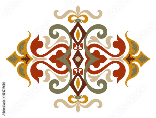 Traditional Ornamental Floral Pattern in Warm Earth Tones