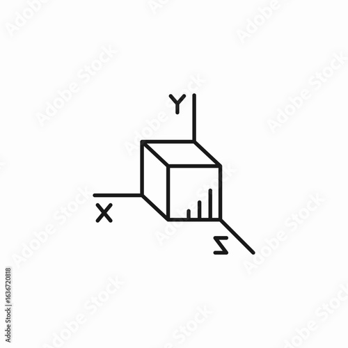 3d axis cube icon sign vector