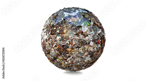 Hyperrealistic Representation of Earth Surrounded by Waste and Pollution