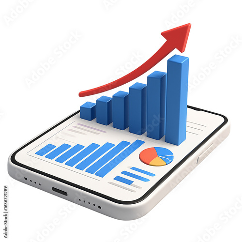 Smartphone Displaying Rising Business Graphs for Growth