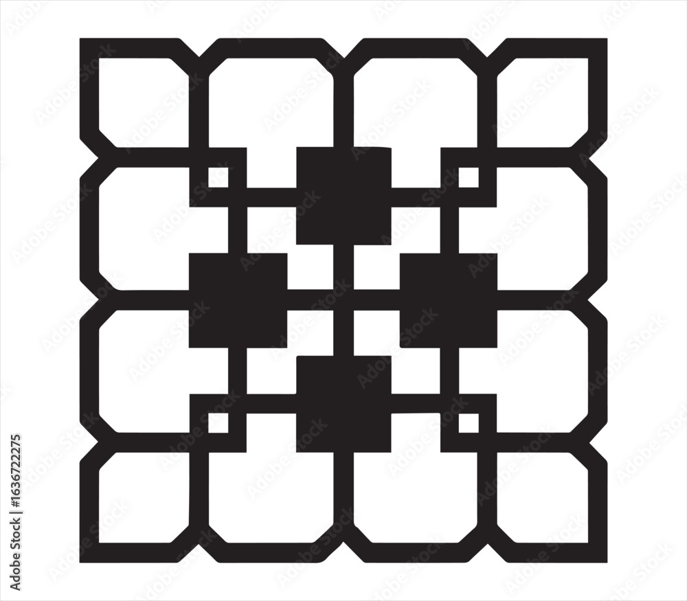 Obraz premium Minimal Black Square Grid Pattern | Geometric Abstract Line Art Vector Background