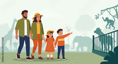 Family Adventure Enjoying A Day Out Together At The Zoo Park