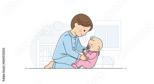 Gentle Affection A Brother Comforts His Baby Sister In Bright Child Room