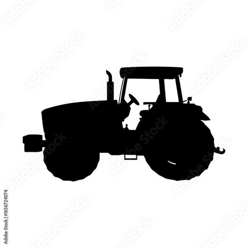 Tractor Silhouette: Agriculture, Farming, Rural Equipment, Vehicle