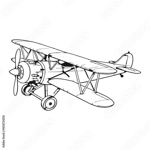 Vintage Biplane Outline: Classic Aviation, Travel, and Nostalgia