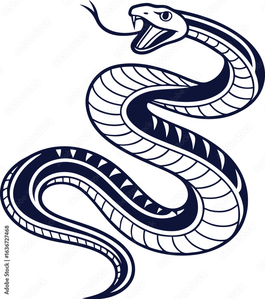 Fototapeta premium Stylized Cobra Snake Illustration