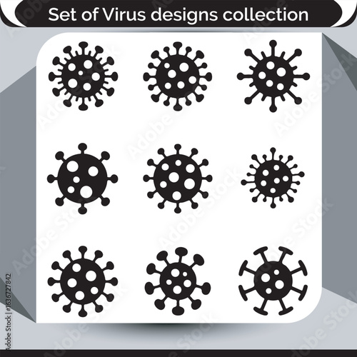 Diverse Set of Virus Designs Collection for Scientific and Medical Visualizations Depicting Infectious Disease with Round Shape