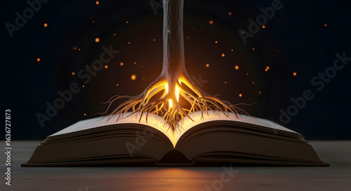 magic book with magic light