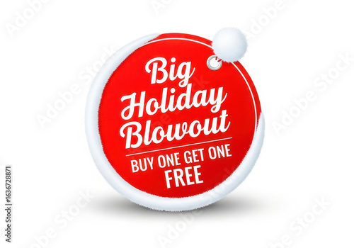 Holiday blowout sale promotion discount offer special purchase retail on white background.