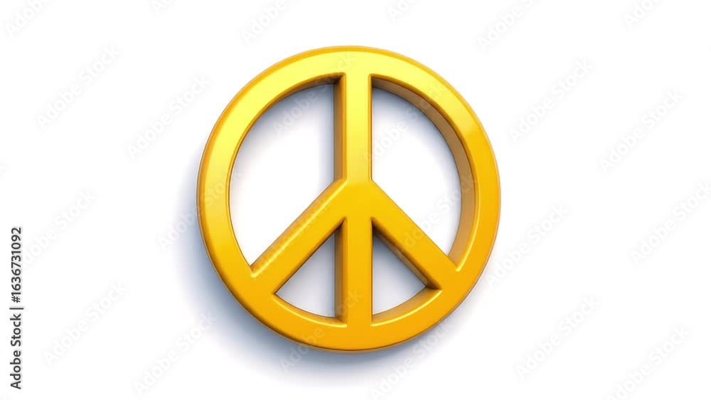 Golden peace symbol isolated background Golden peace symbol isolated background