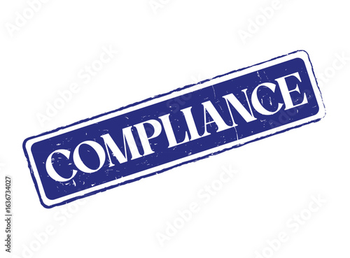 Blue Compliance Rubber Stamp with Thin Dotted Line Border