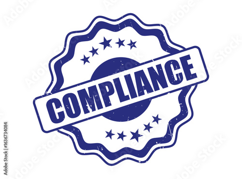 Decorative Border Compliance Blue Rubber Stamp for Business and Legal