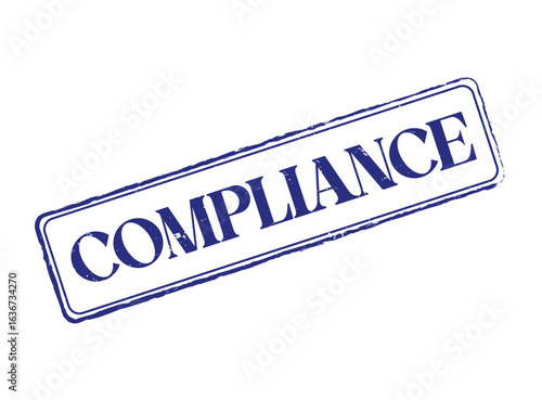 Blue Compliance Rubber Stamp with a Dotted Outline and Text