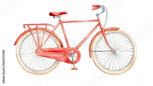 Red Bicycle Illustration A Vibrant Depiction of a Classic Two Wheeled Vehicle with a Bold and Eye Catching Color