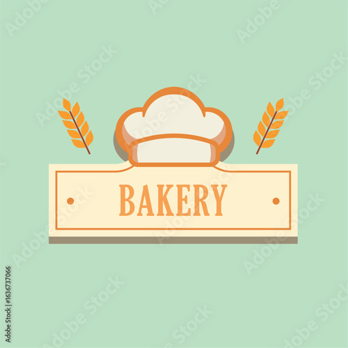Bakery chef hat wheat logo. Vector