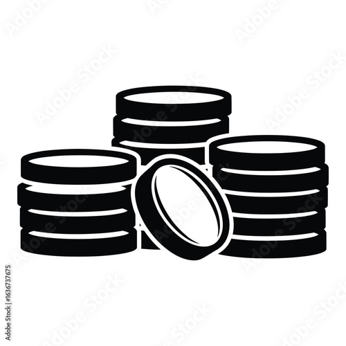 Vector art of stack of coins isolated on white background representing wealth and finance