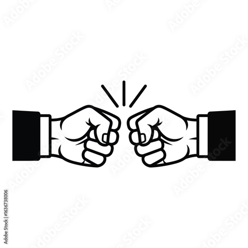 Vector art of fist bump of two business people isolated on white background