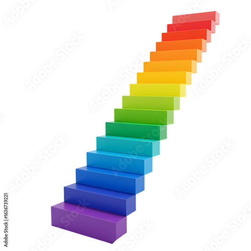 Vibrant Rainbow Steps: Colorful 3D Staircase Graphic