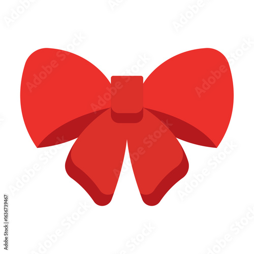 Red ribbon bow for decoration. Vector