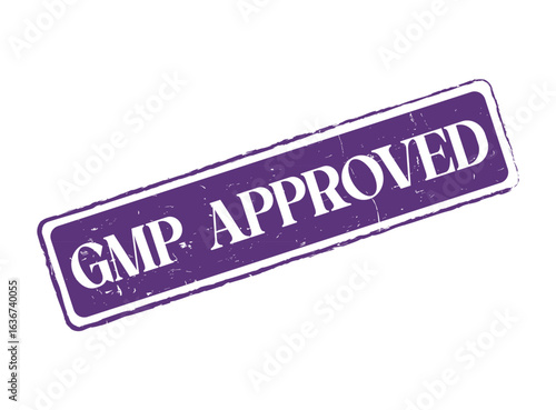 Purple GMP Approved Rubber Stamp with Thin Dotted Line Border