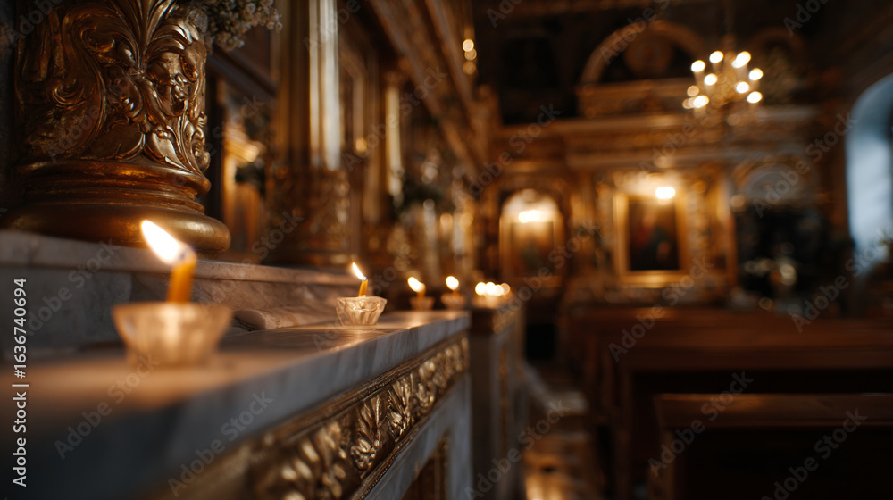 Obraz premium Candles in church.