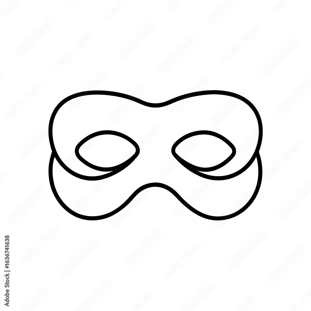 Fototapeta premium Funny face mask vector cartoon icon with smiling eyes and heart design