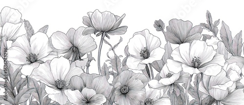 Wallpaper Mural Black and white detailed floral design Torontodigital.ca