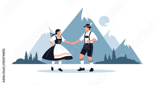 Oktoberfest Dancers In Traditional Bavarian Clothes Enjoying Festive Celebrations