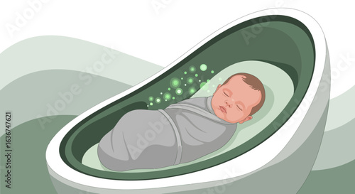 Peaceful Slumber Swaddled Infant Resting Comfortably In Modern Cradle Design