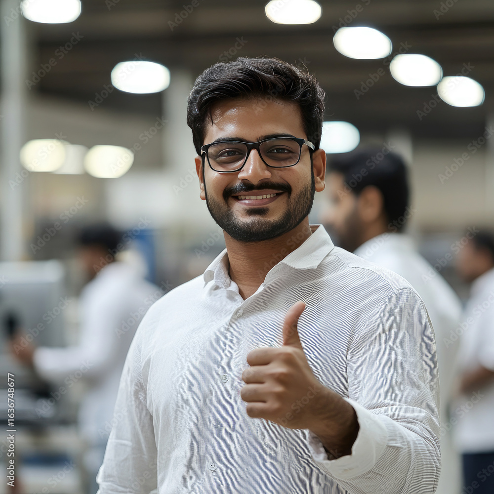 Obraz premium Young indian man giving thumb up