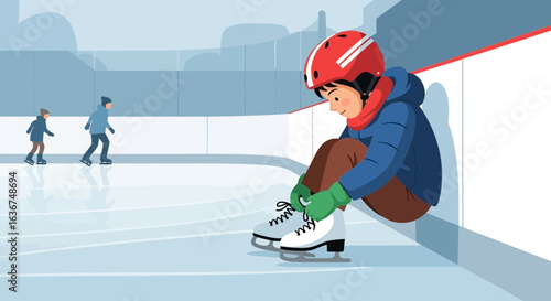 Preparing For Ice Skating Fun On the Frozen Rink Ready To Glide