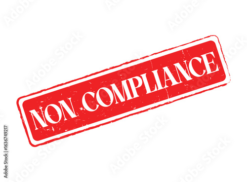 Red Non-Compliance Rubber Stamp with Thin Dotted Line Border