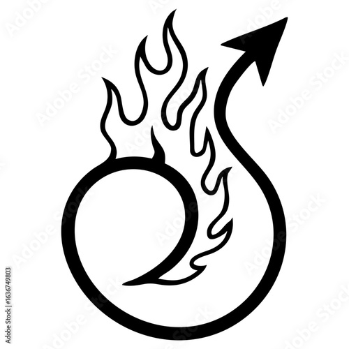 devil tail on fire vector