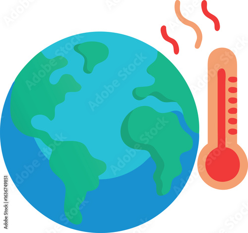 Earth near a rising thermometer shows climate change impact on our planet