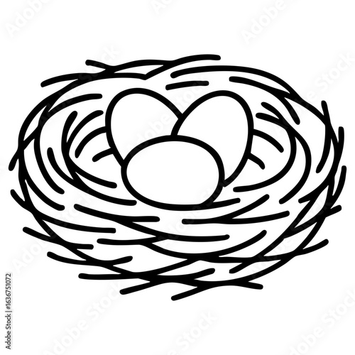 nest with three eggs