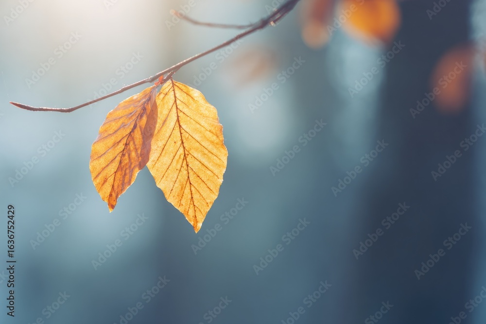 Obraz premium Soft sunlight filters through blurred trees, highlighting bright