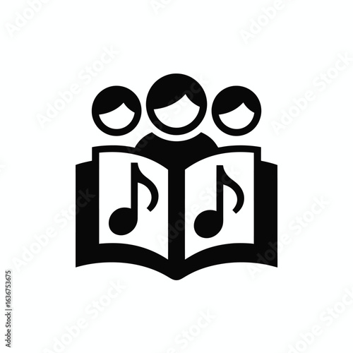 Choir singing from sheet music icon