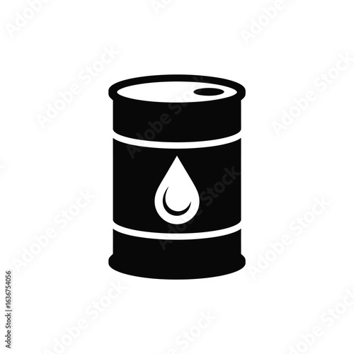 Black and white icon of an oil barrel with a drop symbol