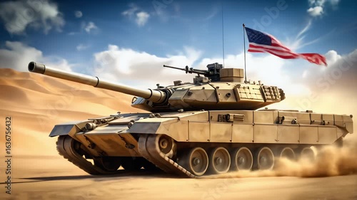 Military tank desert landscape image