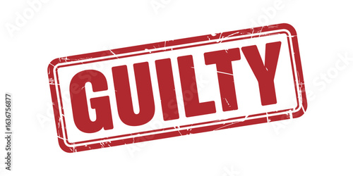 Red stamp with the word guilty