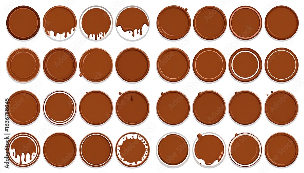 Obraz premium Chocolate-covered plates, various drips